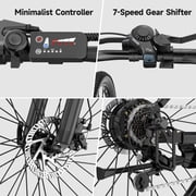 Electric Mountain Bicycle, 26 Tire E-Bike for Adults, 750W Peak Motor, 48V 7.8Ah Removable Battery, 7-Speed, UL2849, Front Suspension