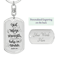 thumbnail image 2 of God Is Our Refuge Christian Stainless Steel or 18k Gold Premium Swivel Dog Tag Keychain, 2 of 10