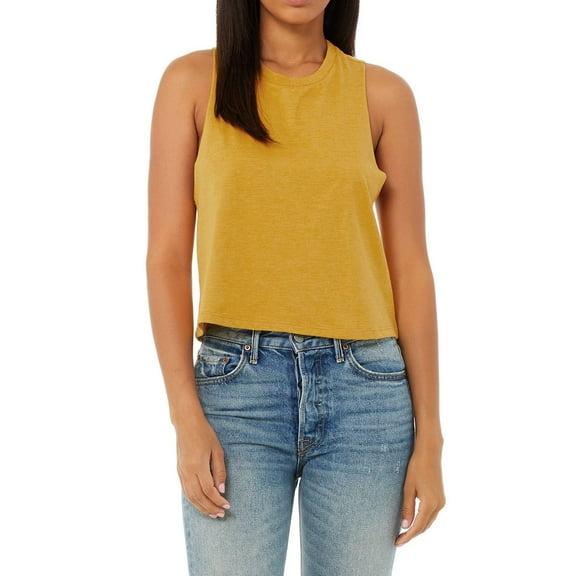 JustBlanks Women Racerback Crop Tank Relaxed cropped fit Raw edge armholes