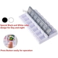 thumbnail image 3 of (2 veces al día) Organizador de pastillas semanal - 7 días - mañana y noche - organizador de pastillas para medicamentos y vitaminas, apertura a presión - Blanco y negro, 3 of 5