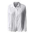 thumbnail image 4 of yunLCZ Classic-Fit Long-Sleeve Dress Lace Embroidery Long Sleeve Blouse Women's Hollow Lace Embroidered Long Sleeve Button Up Fashion Shirt, 4 of 4