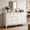 White, variant on May in Color 7 Drawer Dresser, White Wide Chest of Drawers with Solid Wood Legs, Modern Vintage Storage Dresser Cabinet for Bedroom Living Room Hallway