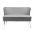 thumbnail image 5 of Costaelm Alaia Mid Century Modern Upholstered Tufted Velvet Loveseat Sofa and 25" Accent Chair 3-Piece Set, Gray, 5 of 6