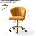 thumbnail image 4 of HULALA HOME Home Office Desk Chair with Gold Wheels, Small Cute Vanity Chair with Back for Bedroom, Adjustable Rolling Task Work Seat for Women/Girls, Mustard, 4 of 7