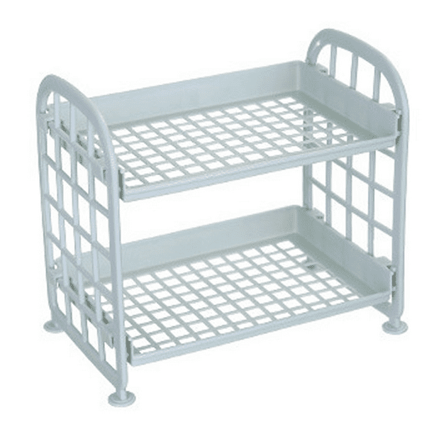 Estante de almacenamiento de drenaje de plástico de cocina de doble capa - Azul nórdico MFZFUKR CPB-DE-WX581-2