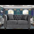 thumbnail image 3 of Grey Velvet 2 Seater Chesterfield Sofa with Nailhead for Multi-Space, 3 of 11