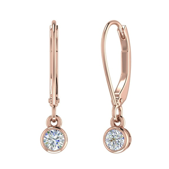 1/3 Carat Diamond Lever-back Drop Earrings in 14K Rose Gold (SI1-SI2 Clarity)