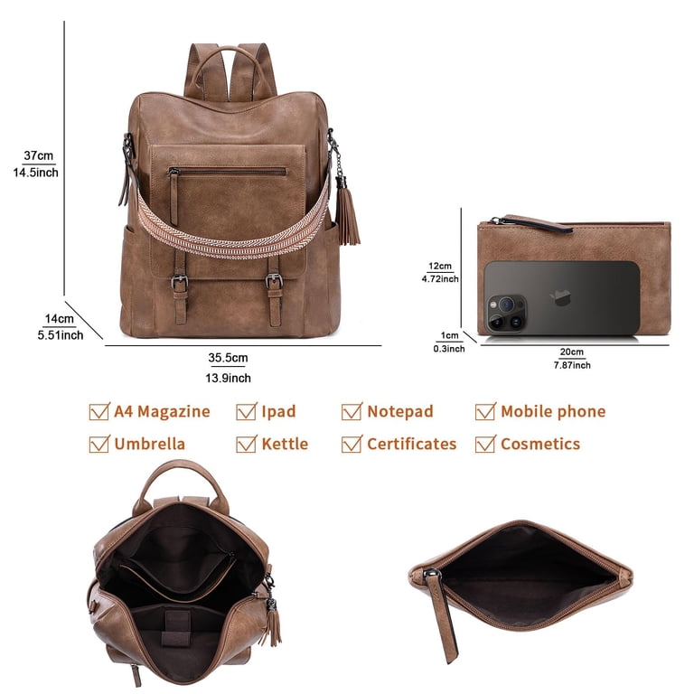 PU Leather Convertible Backpack Purse with Wallet, Travel Satchel Amazon.com: LASUK PU Leather Backpack Purse for Women Travel  main image 2