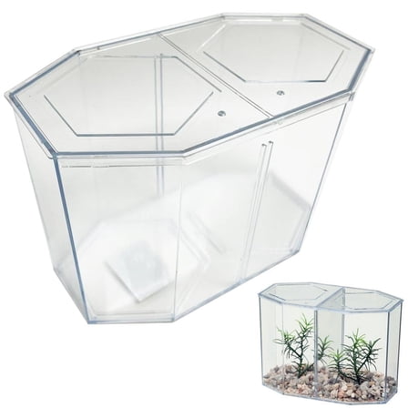 ACDANC 1 Dual Betta Hex Kit Tank Pet Aquatic Fishes Aquarium Habitat Office Home Decor