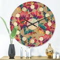 thumbnail image 2 of Designart 'Elegant blossom Retro pattern' Mid-Century Modern Wood Wall Clock, 2 of 5