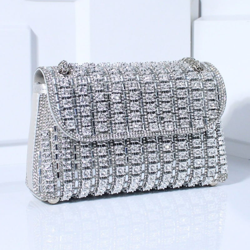 Vintage Women’s Bag Mini Crossbody Shoulder Bag Chain Strap Clutch Purse Rhinestone Evening Bag Crystal Embellishment Messenger Bag Fashion Accessory Casual Totes Multicolor Gold Silver Black Hobos