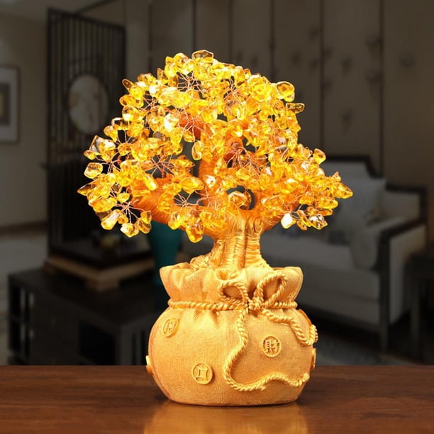 Wmool Yellow Crystal Citrine Lucky Tree Chinese Feng Shui Money