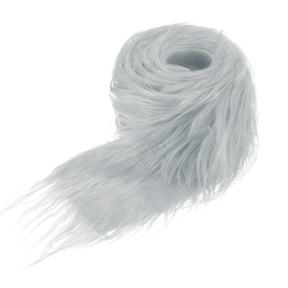 Uxcell Faux Fur Fabric Precut Strips, 59x4 Inch Plush Faux Fur Fabric Square for DIY Crafts [Light Grey]