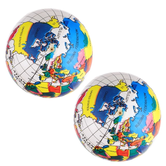 MasteelfCA 2Pcs Simple English Version Water Balls Globe Map Pattern Inflatable Beach Balls