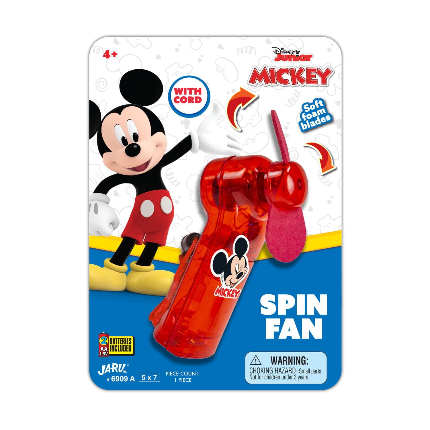 (2 pack) Disney Handheld Spin Fan with Soft Foam Blades for Ages 4+