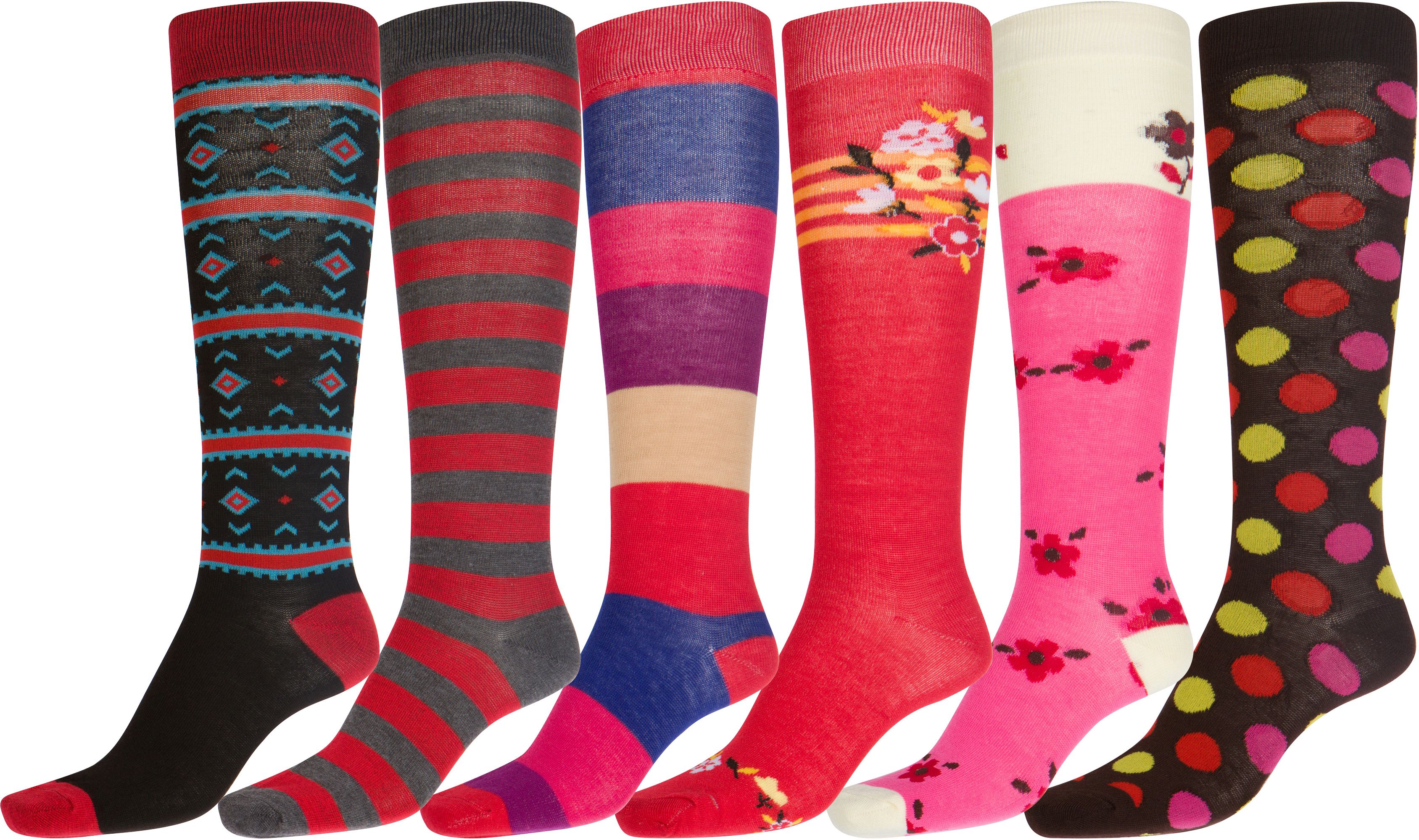 Sakkas LIEA 6 Paia Calze Donna - Colorate, Fantasia E Unicolore, Al Ginocchio, Pacco Misto