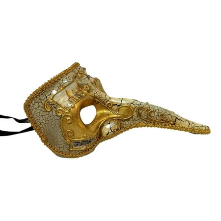 Off White Antique Long Nose Bird Mardi Gras Masquerade Venetian Mask Zanni