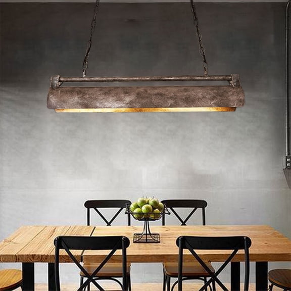 4-Light Vintage Pendant Light, 31.5" Adjustable Hanging Chandelier for Kitchen Island & Dining Room, Industrial Farmhouse Ceiling Light Fixture with E26 Sockets, Grey Iron (Bulbs Not Included)