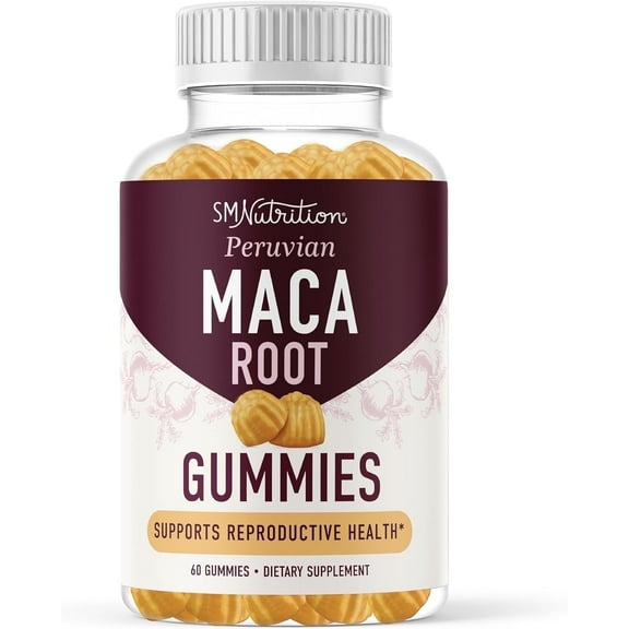 Maca Root Gummies for Performance & Energy Support | Natural Peach Flavor | High Strength | 60 Ct
