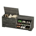 thumbnail image 3 of Uforic 55" Farmhouse Wooden Shoe Storage Bench, Black Oak, 3 of 9