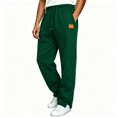 thumbnail image 2 of TKKCS Mens Baggy Straight Sweatpants Elastic Drawstring Waist Relaxed Fit Casual Split Ankle Cuffs Joggers with Side Pockets Green 2XL, 2 of 8