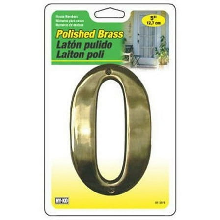 Hy-Ko Prod BR-51PB/0 Prestige Series House Address Number "0", Polished Brass, 5-In.