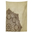 thumbnail image 3 of Ambesonne Brown Mandala Tablecloth Rectangular Table Cover, Flower Detail, 52"x70", Beige and Brown, 3 of 4
