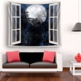 thumbnail image 2 of EREHome Open Window Moon Night Tapestry Polyester Fabric Tapestries Wall Art Hanging 60x90 Inches, 2 of 3
