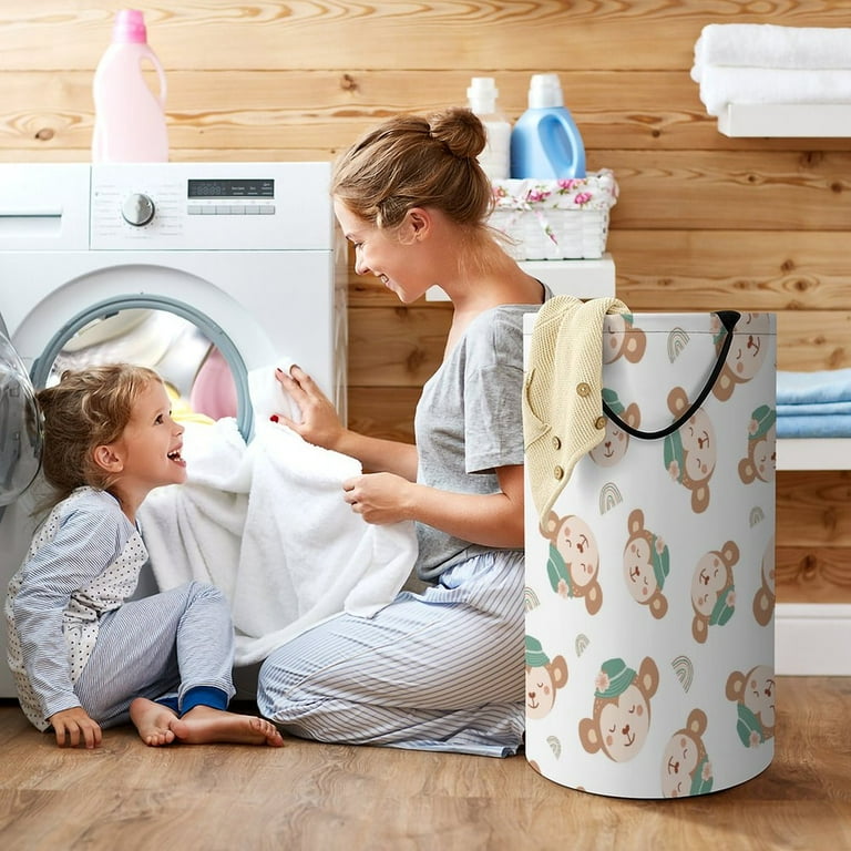 LAKIMCT Cute Monkey Hat Rainbow Laundry Basket 86.5L Tall Large Laundry Hamper Dirty Clothes Baskets with Handle Foldable Waterproof Storage Basket Walmart