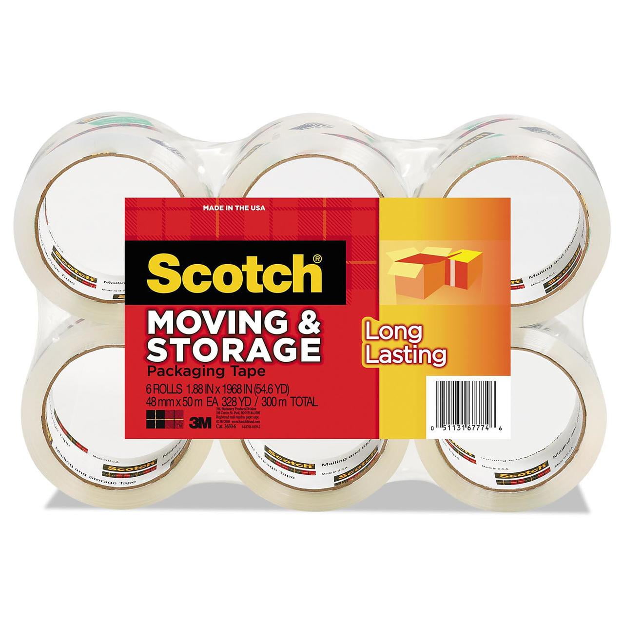 Scotch Moving & Storage Tape, 1.88" x 54.6yds, 3" Core, Clear 6