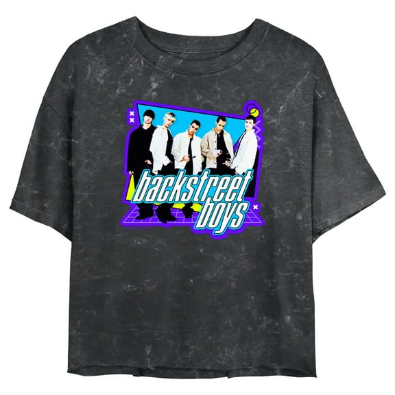 Junior's Backstreet Boys 90s Pop Grid Graphic Crop T-Shirt