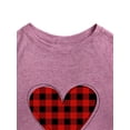 thumbnail image 3 of QAFOPEH Women Red Plaid Heart Print Long Sleeve Round Neck Valentine Day Shirt, 3 of 6
