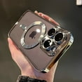 thumbnail image 1 of Luxury Magnetic For Magsafe Wireless Charge Plating Clear Case For iPhone 11 12 13 14 15 16 Pro Max Shockproof Silicone Cover Silver For iPhone 11ProMax, 1 of 6