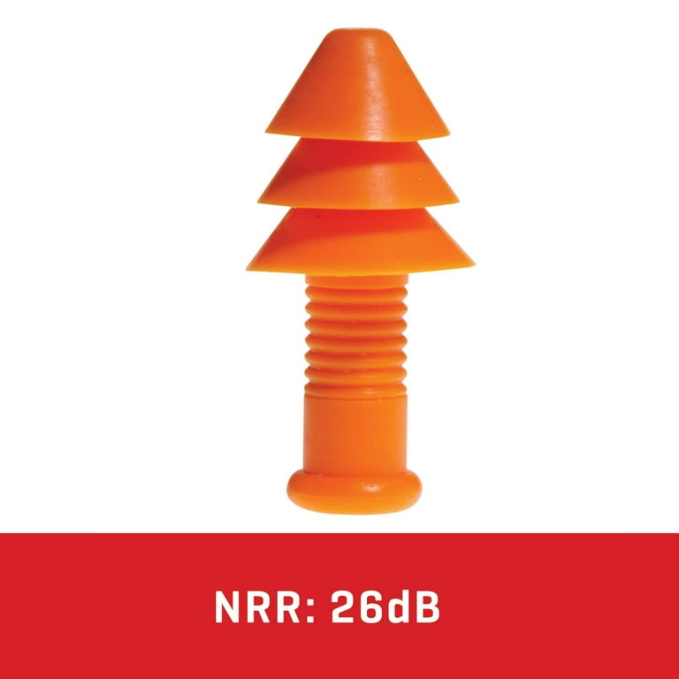 General Electric 26 DB NRR Christmas Tree Silicone Corded Earplugs - Orange - 3 Pair - GP445