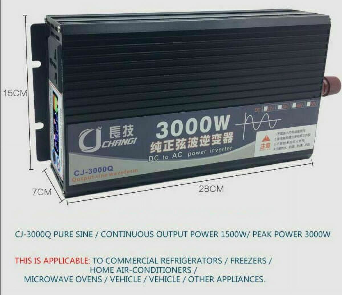 SHANNA Pure Sine Wave Power Inverter 3000W 12V DC to 110V Power Converter with LCD Display
