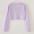 thumbnail image 2 of OBEEII Sweater Tops for Girls Fall Winter Long Sleeve Knitted Cardigan Fashion Chic Eyelet Crochet Casual Daily Wear, 2 of 9