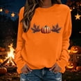 thumbnail image 4 of VKOYWKM Womens Oversized Sweatshirt Thanksgiving Maple Leaf Pumpkin Graphic Sweatshirt Funny Family Party Tops Fall Long Sleeve Crew Neck Sweatshirts Halloween Pullover, 4 of 5