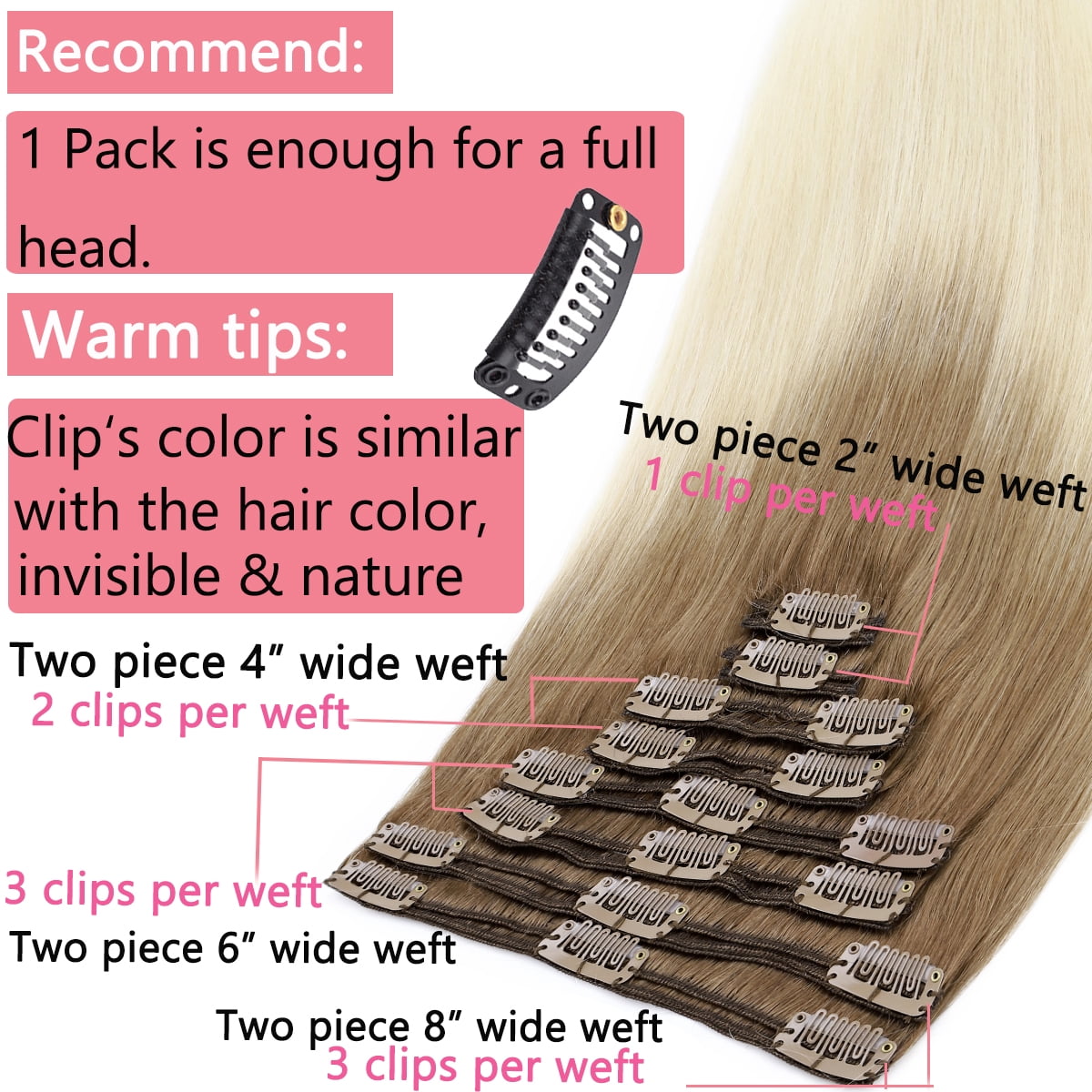 HAIRRO Jet Black Clip in 100% Human Hair Extensions Remy Hair Extensions Clip in Human Hair Color 1 Natural Hair Clip in Extensions for Thin Hair 8 Pieces 120Grams 24 Inch Black Hair Extensions