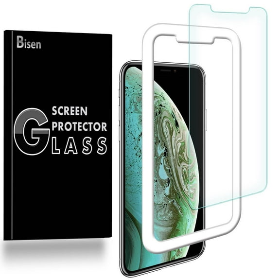 iPhone XR [BISEN] 9H Tempered Glass Screen Protector, Anti-Scratch, Anti-Shock, Shatterproof   Installation Tray