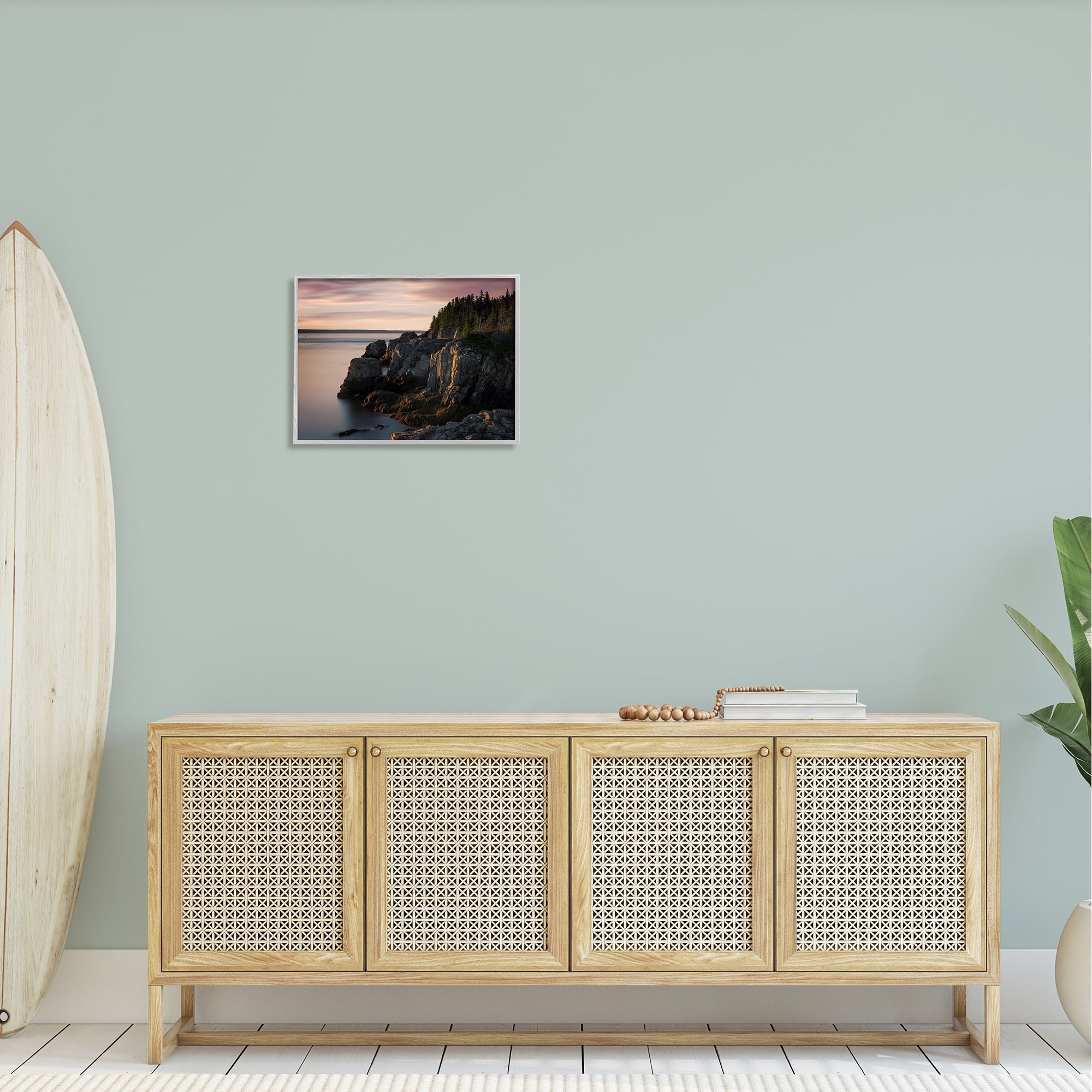 Stupell Rocky Cliff Seaside Nature Landscape Photography Gray Framed Art Print Wall Art