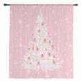 thumbnail image 2 of Pink Christmas Tree Semi Sheer Curtains Drapes for Living Room, Bedroom, French Doors Window 108 Inches Long, Winter Balls Snowflake Xmas Tree Rod Pocket Chiffon Curtain Drapery Voile Drape Panel, 2 of 6
