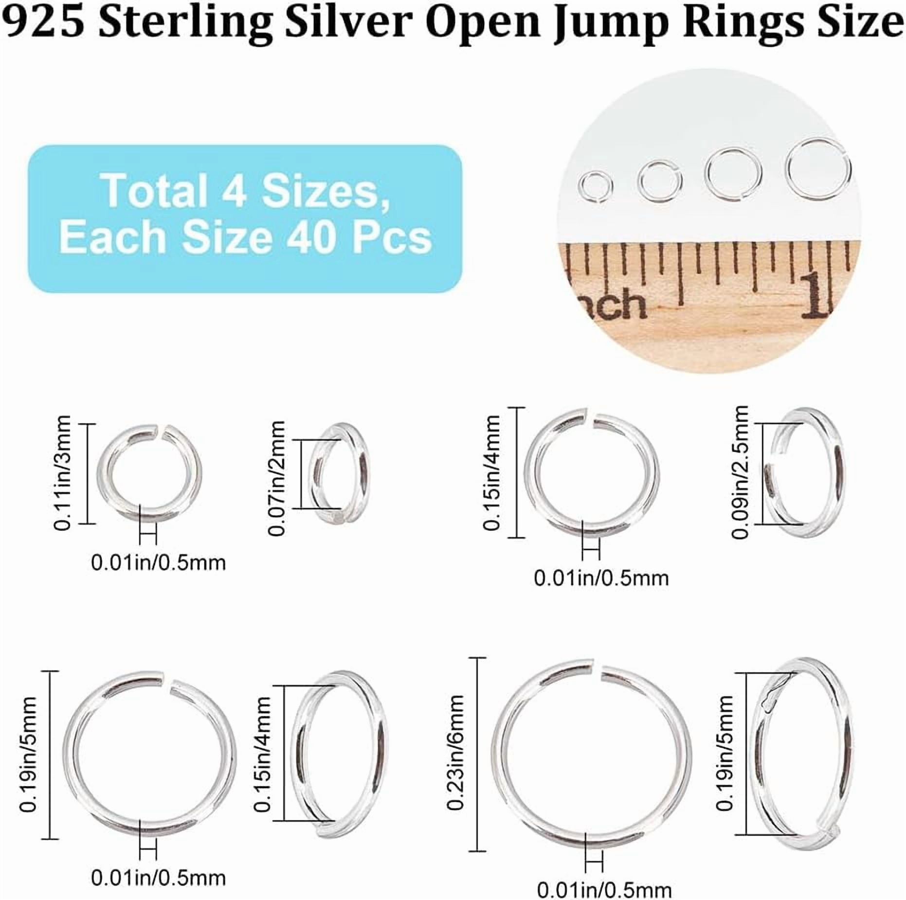 120pcs 925 Sterling Silver Jump Rings 3/4/5/6mm Round Jump Rings Small Open Jump Ring Connectors for Jewelry Making Supplies Necklaces Bracelets Earrings Crafting Replacement Accessories Silver
