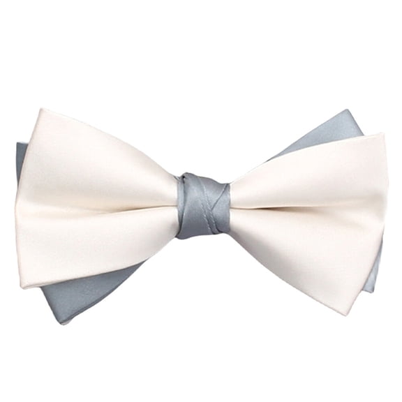 Men Double Layer Color Blocking Bow Tie Wedding Party Groom Tuxedo Business Bowtie