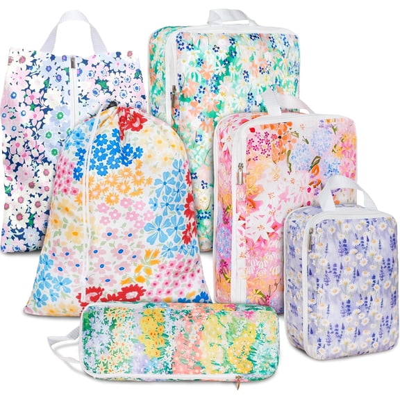6 Set Compression Packing Cubes Waterproof Suitcase Travel Bag Organizer Luggage Backpack Travel Cubes for Packing