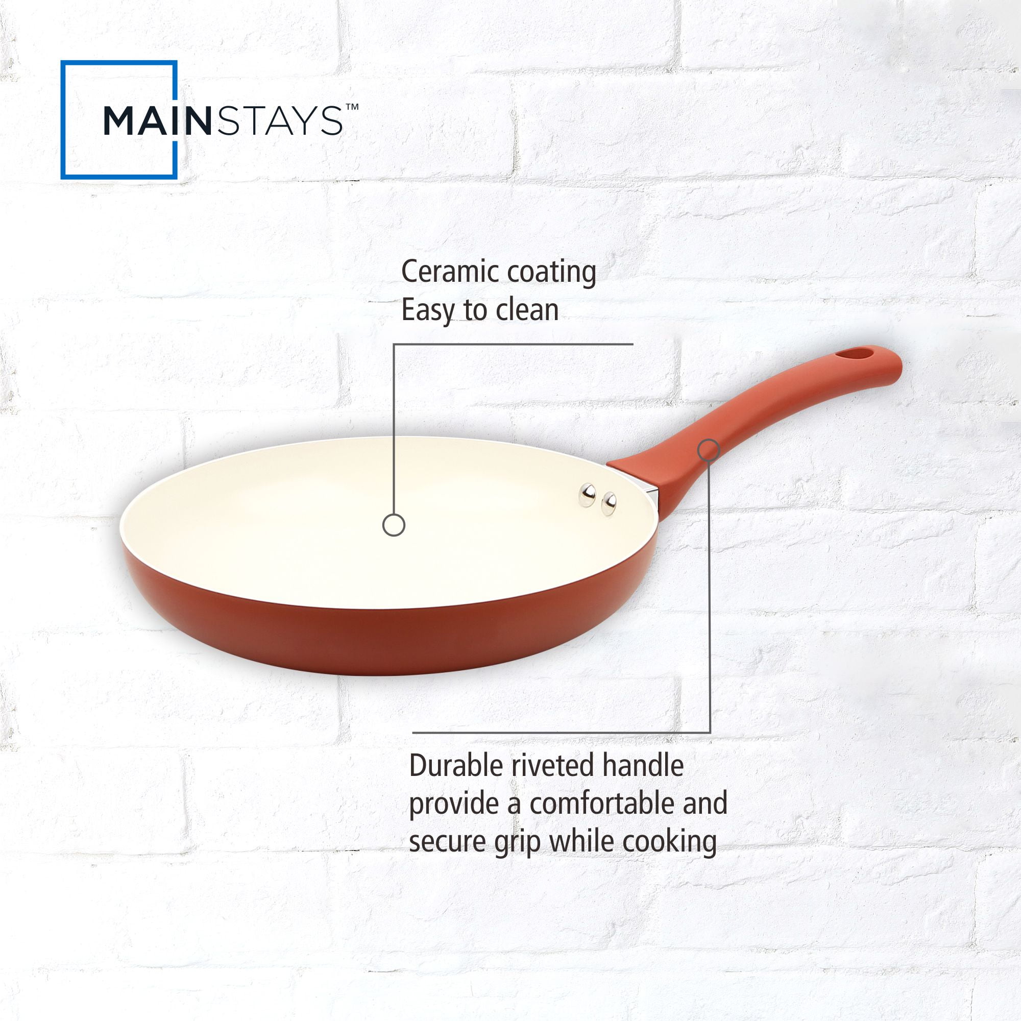 Mainstays Ceramic 10In Aluminum Nonstick Frypan Red Canyon