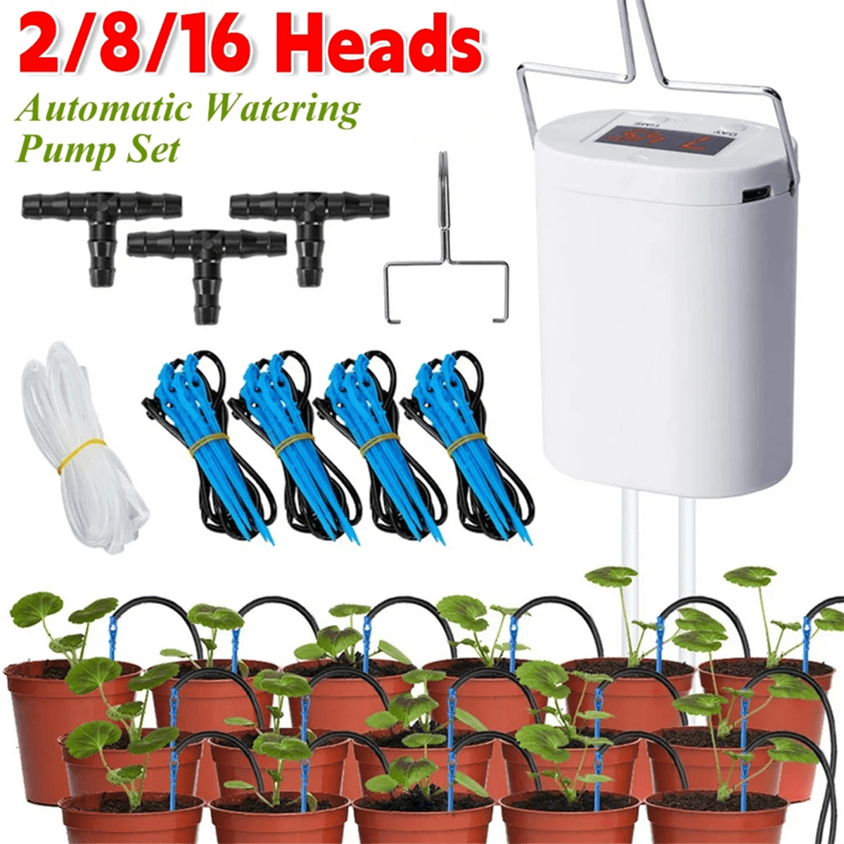 16 Heads Automatic Plant Flower Watering Pump Accsesories Plants Sprinkler Drip Irrigation Device Water System Kit