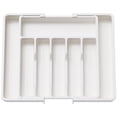 thumbnail image 1 of Organizador de cajones para cubiertos, bandeja de utensilios expandible para cocina, soporte para cubiertos y cubiertos sin BPA, plástico ajustable blanco, 1 of 5