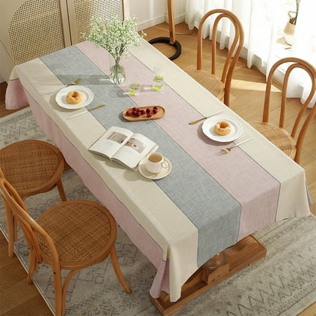 

Innerwin Table Cloths Washable Tablecloth Covers Decorative Tablecloths Home Decor Wedding Rectangle Dust-proof Cotton Linen Waterproof Dining Room Pink 140*200cm