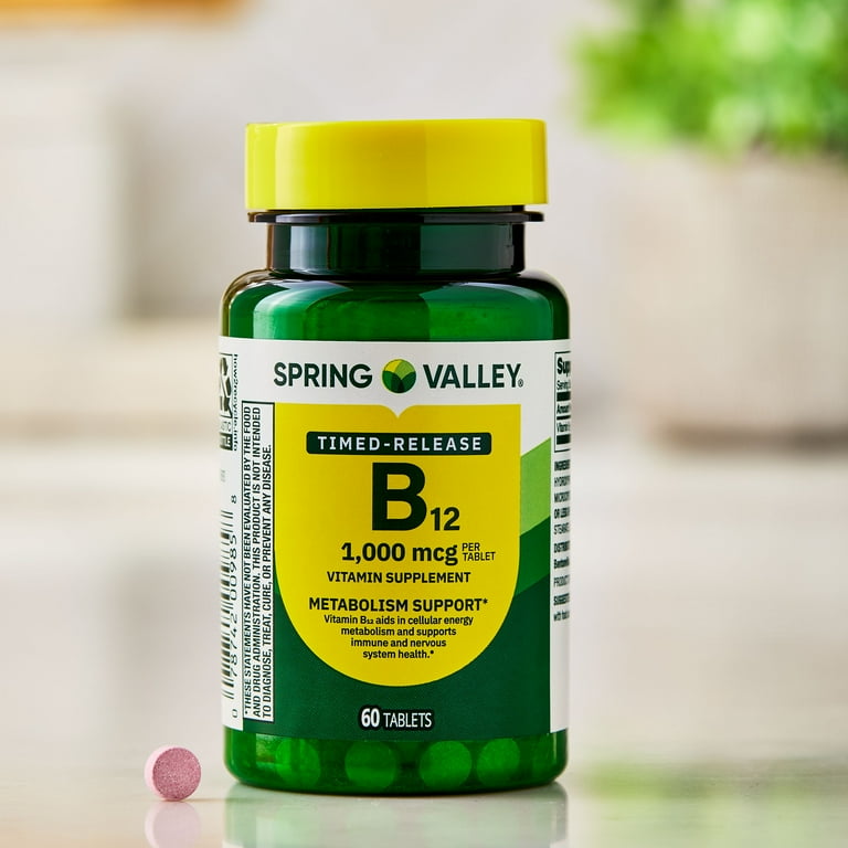 Spring Valley Vitamin B12 Supplement Timed-Release Tablets for