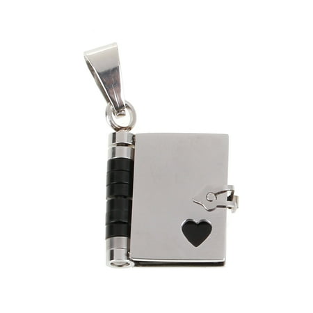 

FAIOIN Stainless Steel Lover Pendant Can Open Book Heart DIY Engraving Necklace Jewelry